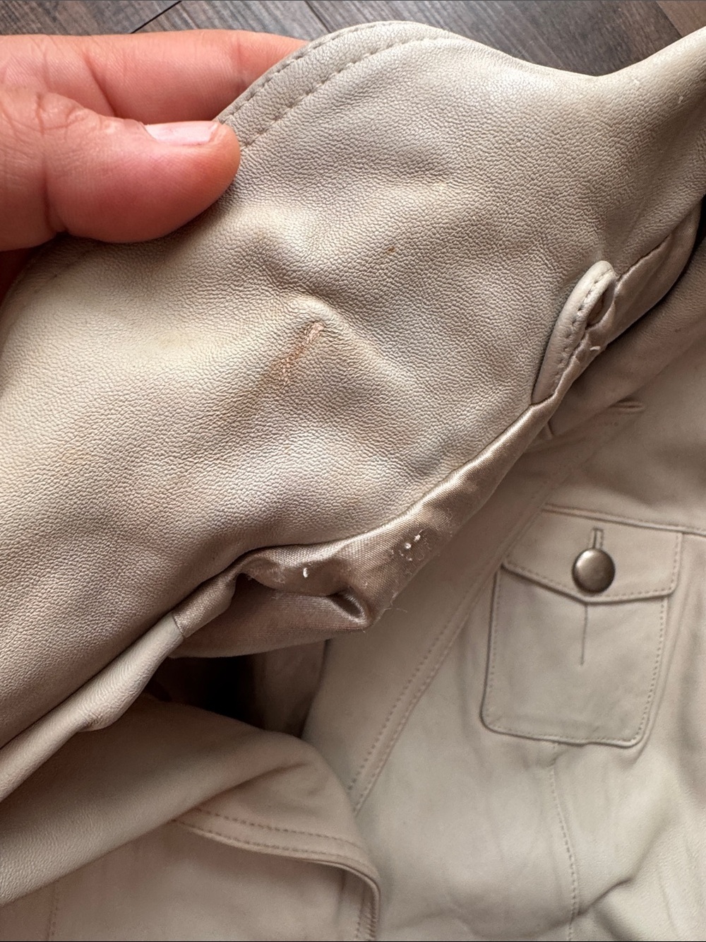 Mossimo Supply Co. Light Cream Leather Blazer Jacket - Picture 10 of 16